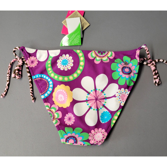 Cia Maritima Cheeky Bikini Bottom Womens Large 42 Swim Side Tie Floral Retro New - Picture 10 of 13